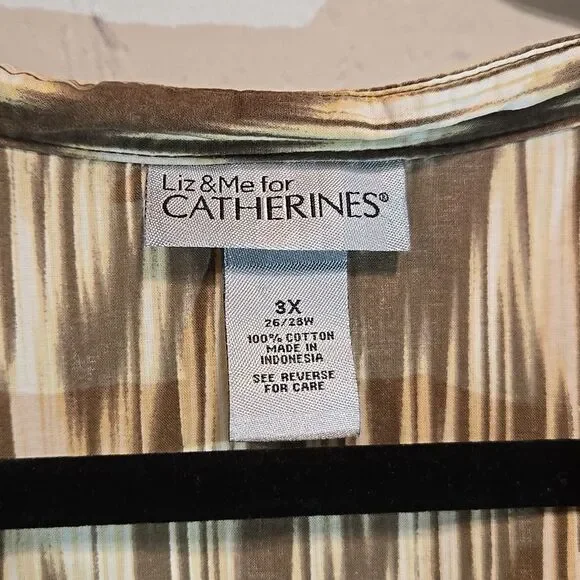 Catherines plus size 3X cotton brown top - Picture 4 of 9